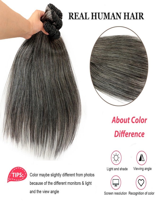 MYDIVA Salt and Pepper Human Hair Bundles Straight 14 14 14 inch Natural Gray Bundles Human Hair 12A Grey-White Quick Weave Hair Extensions Double Weft - Image 5